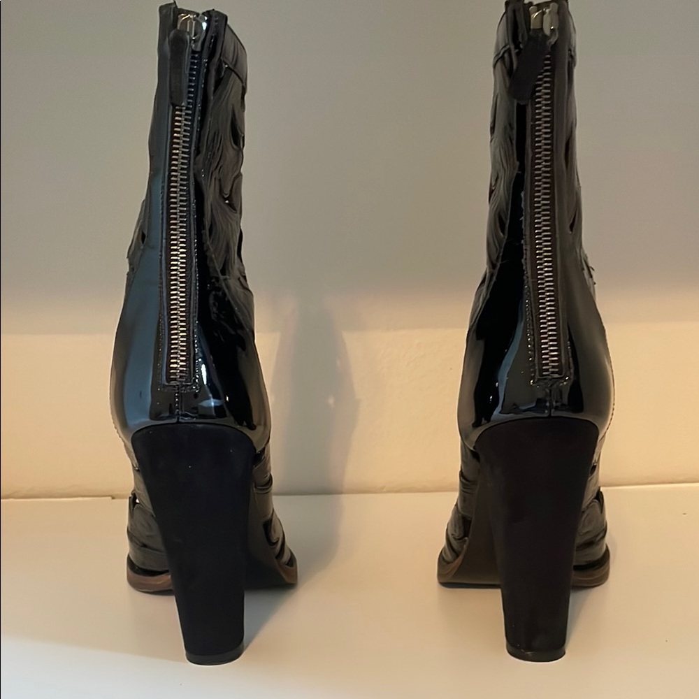 Authentic BALMAIN Sophia Peep Toe Black Cutout Women's boots Vintage. - Picture 3 of 5